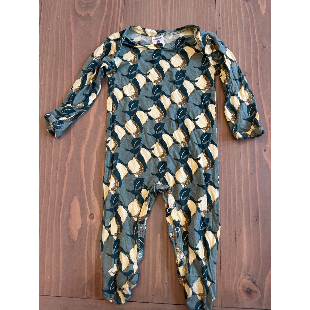 K19 Kate Quinn Bamboo Viscose Footed Sleeper‎ Lemon Print Teal 3-6 Months Romper